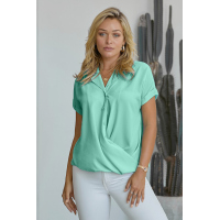 Green Road To Success Button Up Drape Blouse