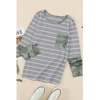 Camo Stripes Long Sleeves Top