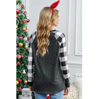 Plaid Christmas Print Long Sleeve Top