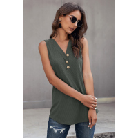 Green Just Say The Word 3 Button Tank Top