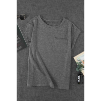 Gray Pocketed Tee with Side Slits