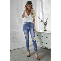 Distressed Mid Rise Skinny Denim Pants