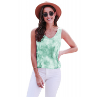 Green Washed Effect Tie Dye Tank