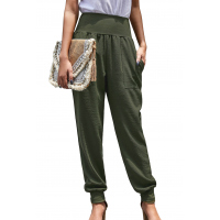 Green Pocketed Casual Joggers