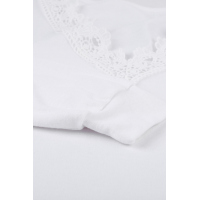 White Deep V-neck Eyelash Lace Trim Top