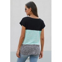 Green Color Block Twist Tee