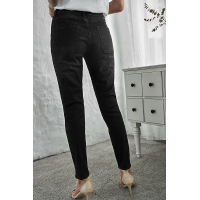 Black Button Fly Skinny Jeans with Pockets