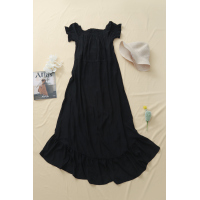 Black Glaze High Low Off The Shoulder Maxi Dress