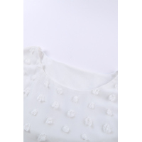 White Swiss Dot Texture Short Sleeve Top