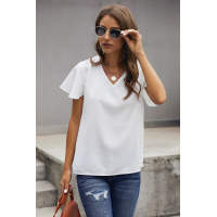 White V Neck Short Sleeve Tee