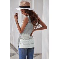 Gray Color Block Knitted Tank Top