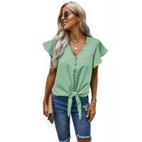 Green Forever Tonight Button Tie Top