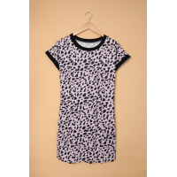 Contrast Neck Leopard T-shirt Mini Dress