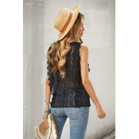 Black Lace V Neck Tank Top