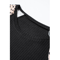 Leopard Chic Dotty Sleeve Black Top