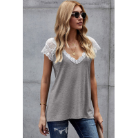 Gray Lace Knit Tank