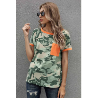 Coral Contrast Camo Tee