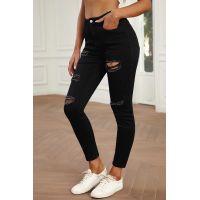 Black High Waist Ripped Skinny Jeans