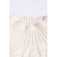 Beige High Neck Textured Bodycon Sweater Dress