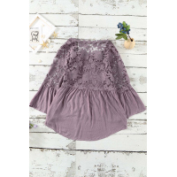 Purple Crochet Lace Button Top