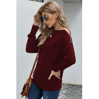 Red Ribbed Zip Knit Top