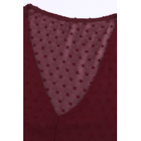 V-Neck Dotted Burgundy Empire Dress