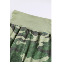 Green Camouflage Pocket Casual Pants With Slit