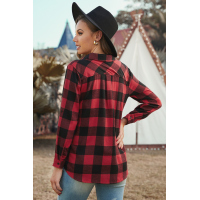 Red Buffalo Plaid Button Pocket Blouse