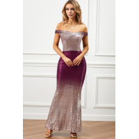 Off-the-shoulder Sequin Party Evening Maxi Dress