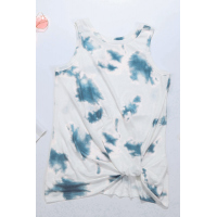 White Tie Dye Twist Detail Tank Top