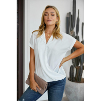 White Road To Success Button Up Drape Blouse