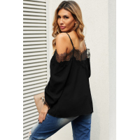 Black Lace Cold Shoulder Blouse