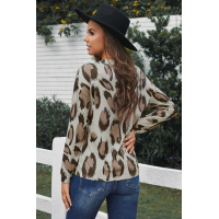 Leopard V Neck Long Sleeve Top