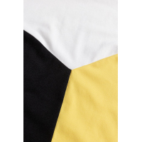 Yellow Color Block Splicing O-Neck Blouse