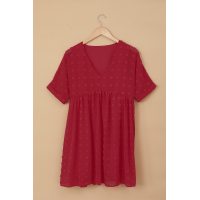 Red Fever Pitch Pom Babydoll Tunic Dress