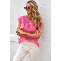 Pink Floral Ruffle Short Sleeve Tee