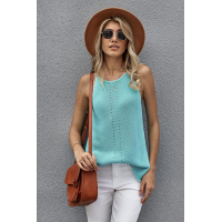 Sky Blue Keyhole Knit Tank Top