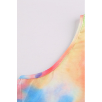 Tie Dye Hollow Out Sleeveless Mini Dress