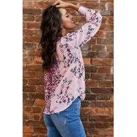 Pink Out Of Sight Mixed Print Drape Blouse