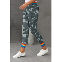 Rainbow Stripe Gray Camo Casual Pants