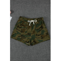 Green Camouflage Drawstring Casual Shorts