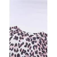 Pink Fierce Leopard Print Color Blocking Tee