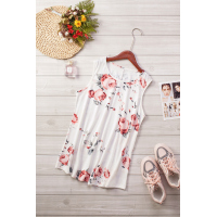 Floral Print White Tank Top