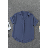 Short Sleeve Button Solid Shirt