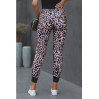 Brown Leopard Cotton Pocketed Joggers