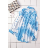 Blue Whirlwind Tie Dye Button Shirt with Pocket