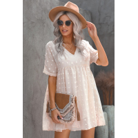 White Fever Pitch Pom Babydoll Tunic Dress