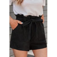 Black Cotton Blend Pocketed Knit Shorts