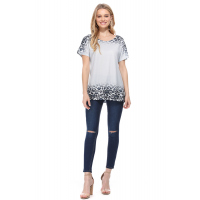 Gray Loose Snow Leopard Top