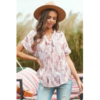 Light Pink Short Sleeve Toss and Tumble Printed Pocket Shirt